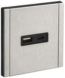 Розетка USB A+C FORTE&PIANO 3,1А  FP750M (металл никель) FP-U22-D31-M-K50