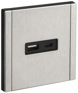 Розетка USB A+C FORTE&PIANO 18Вт FP751M (металл никель) FP-U22-018-M-K50