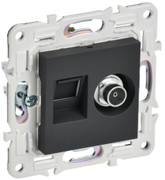 Розетка TV+RJ45 кат.5E IEK SKANDY SK-A14G (графит) SK-AK20-1-K53