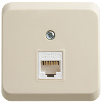 Розетка компьютерная RJ-45 кат. 5E Этюд (крем) KOMA-001K