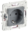 Розетка IEK SKANDY с заземлением со шторками 16А SK-R04Gr (серый) SK-R14-16-K03
