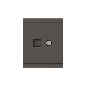 Розетка TV + компьютерная RJ45 кат6 KRANZ SETE с рамкой (графит) KR-79-0721-3