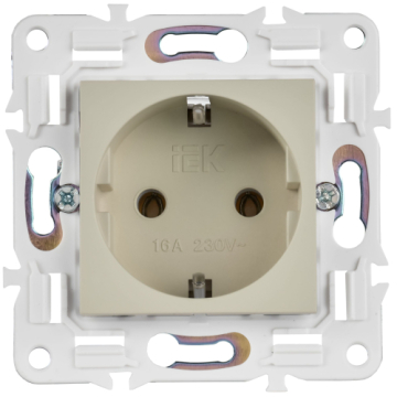 Розетка IEK SKANDY с заземлением без шторок 16А SK-R05B (бежевый) SK-R11-16-K10
