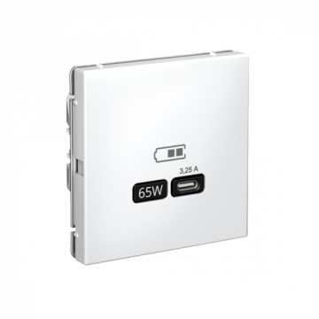 Розетка USB ArtGallery тип С высокоскор. заряд 65W QC PD (белый) GAL000127