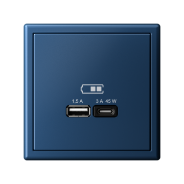 Розетка USB ArtGallery тип А/тип С высокоскор. заряд 45W QC PD (аквамарин) GAL001129