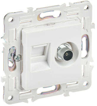 Розетка TV+RJ45 кат.6E IEK SKANDY SK-A15W (арктический белый) SK-AK20-2-K01