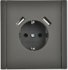 Зарядка USB (А+A) с розеткой FORTE&PIANO 3,1А FP345 (серый) FP-R14-16-U21-D31-K03