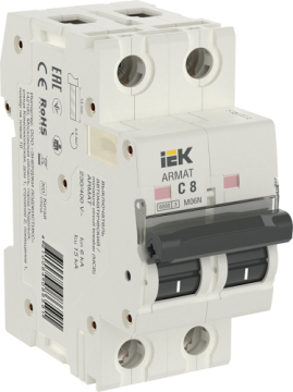 Автоматический выключатель IEK ARMAT M06N 2Р 8А 6кА (х-ка С) AR-M06N-2-C008