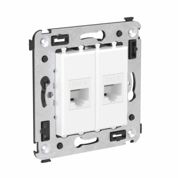 Компьютерная розетка Avanti RJ-45 без шторки в стену кат.6 двойная (Белое облако) 4400694
