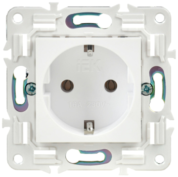 Розетка IEK SKANDY с заземлением без шторок 16А SK-R05W (арктический белый) SK-R11-16-K01