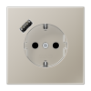 JUNG Розетка SCHUKO® с USB-зарядным устройством тип С (Нержавеющая сталь) ES1520-18A-L
