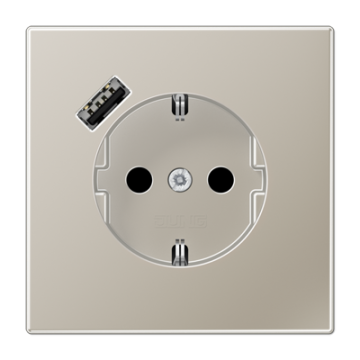 JUNG Розетка SCHUKO® с USB-зарядным устройством тип С (Нержавеющая сталь) ES1520-18A-L