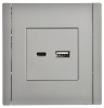 Розетка USB A+C FORTE&PIANO 18Вт FP551 (сталь) FP-U22-018-K46