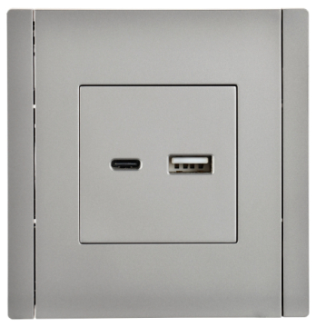 Розетка USB A+C FORTE&PIANO 18Вт FP551 (сталь) FP-U22-018-K46