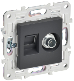 Розетка TV+RJ45 кат.5E IEK SKANDY SK-A14T (титан) SK-AK20-1-K48