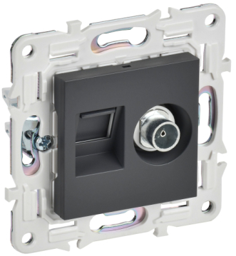 Розетка TV+RJ45 кат.6E IEK SKANDY SK-A15T (титан) SK-AK20-2-K48