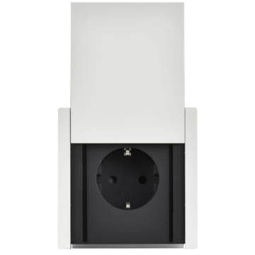 Розетка с крышкой FORTE&PIANO 16А IP44 FP221M (металл белый) FP-R16-16-44-M-K01