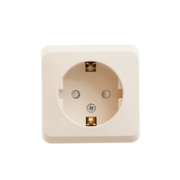 Розетка с заземлением Этюд со шторками Systeme Electric (крем) PA16-004K