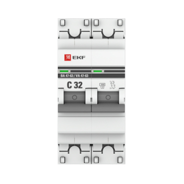 Автоматический выключатель EKF PROXIMA ВА 47-63 2Р 32А 4,5кА (х-ка C) mcb4763-2-32C-pro