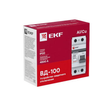 УЗО EKF PROxima ВД-100 2P 100А 30мА тип AC elcb-2-100-30-em-pro
