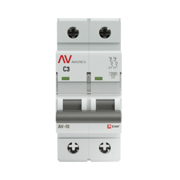 Автоматический выключатель EKF Averes AV-10 2P 3А 10kA (х-ка C) mcb10-2-03C-av
