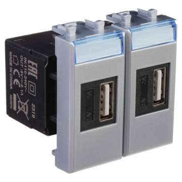 USB зарядное устройство Avanti 2 модуля тип А 2.1 А (закаленная сталь) 4404542