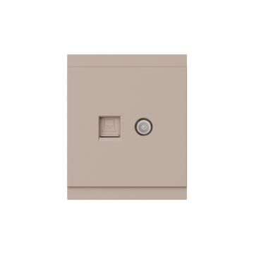 Розетка TV + компьютерная RJ45 кат6 KRANZ SETE с рамкой (кашемир) KR-79-0721-2