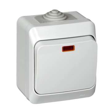 Выключатель с подсветкой Этюд О/У 1-клавишный Systeme Electric IP44 (серый) BA10-045C