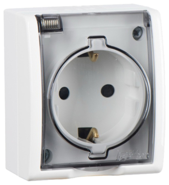 Розетка Simon 15 Aqua с/з с крышкой IP54 (белый) 1594445-030
