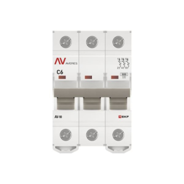 Автоматический выключатель EKF Averes AV-10 3P 6А 10kA (х-ка C) mcb10-3-06C-av