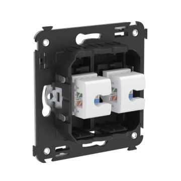 Компьютерная розетка Avanti RJ-45 без шторки в стену кат.5е двойная (Черный матовый) 4412664