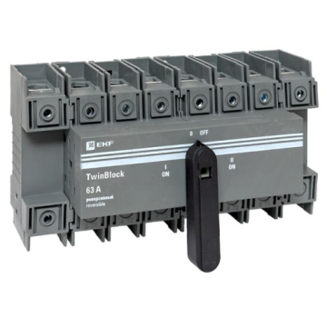 Рубильник EKF TwinBlock 63A 4P реверсивный c рукояткой для прямой установки tb-s-63-4p-rev