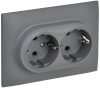 Розетка 2-ая с/з со шторками IEK SKANDY 16А в сборе SK-R07Gr (серый) SK-R24-16-K03-F