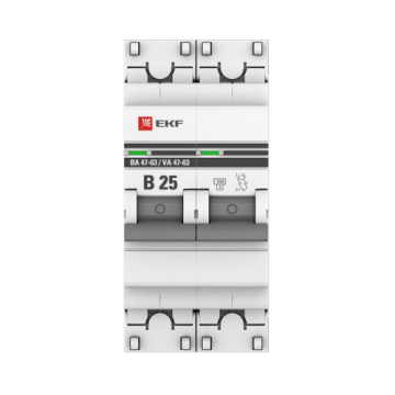 Автоматический выключатель EKF PROXIMA ВА 47-63 2Р 25А 4,5кА (х-ка B) mcb4763-2-25B-pro