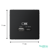 Розетка USB ArtGallery тип А/тип С высокоскор. заряд 45W QC PD (карбон) GAL001029