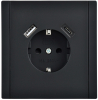 Зарядка USB (А+С) с розеткой IEK FORTE&PIANO 18Вт FP147 (черный) FP-R14-16-U22-018-K02