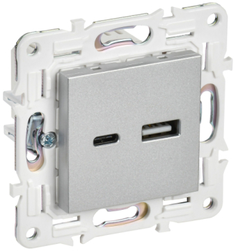 Розетка USB A+C 18Вт IEK SKANDY SK-R13S (серебряный) SK-U22-018-K23