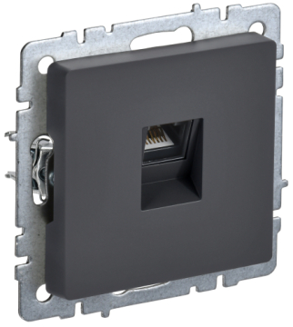 Розетка компьютерная BRITE RJ45 кат.6 графит РК11-БрГ BR-K10-2-K53