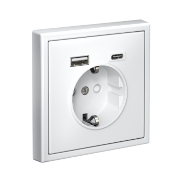 Зарядка USB (А+С) с розеткой ArtGallery (белый) GAL000132