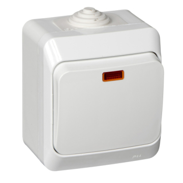 Выключатель с подсветкой Этюд О/У 1-клавишный Systeme Electric IP44 (белый) BA10-045B