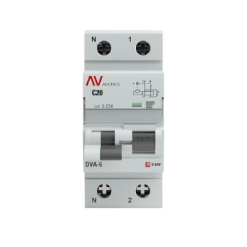 Дифференциальный автомат EKF Averes DVA-6 1P+N 20А 30мА (хар. C, тип A) 6кА rcbo6-1pn-20C-30-a-av