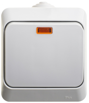 Выключатель с подсветкой Этюд О/У 1-клавишный Systeme Electric IP44 (серый) BA10-045C
