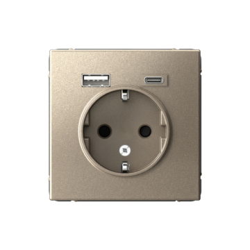Зарядка USB (А+С) с розеткой ArtGallery (шампань) GAL000532