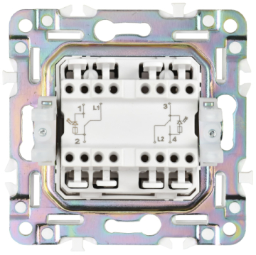 Выключатель проходной 2-клавишный IEK SKANDY с индикацией 10А SK-V10N (никель) SK-V22-1-10-K50