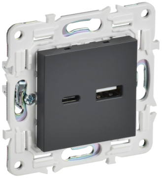 Розетка USB A+C 3,1А IEK SKANDY SK-R14T (титан) SK-U22-D31-K48