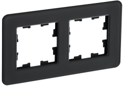 Рамка 2-м скругленная BRITE DECOR Черный матовый стекло РУ-2-2-Бр BR-M22-G-41-K02