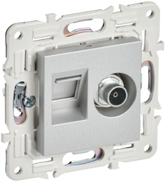 Розетка TV+RJ45 кат.5E IEK SKANDY SK-A14S (серебряный) SK-AK20-1-K23