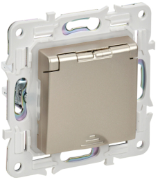 Розетка с крышкой 16А IP44 IEK SKANDY SK-R11Sh (шампань) SK-R16-16-44-K37