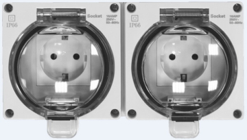 Розетка двойная DIP66 Donel с крышкой накладная IP 66 (серый) DIP66SO2