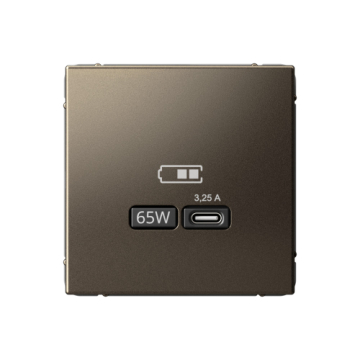 Розетка USB ArtGallery тип С высокоскор. заряд 65W QC PD (мокко) GAL000627